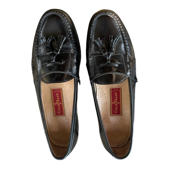 Cole Haan Black Leather Tassled Loafers Size 11 Men's Shoes - Picture 9 of 11